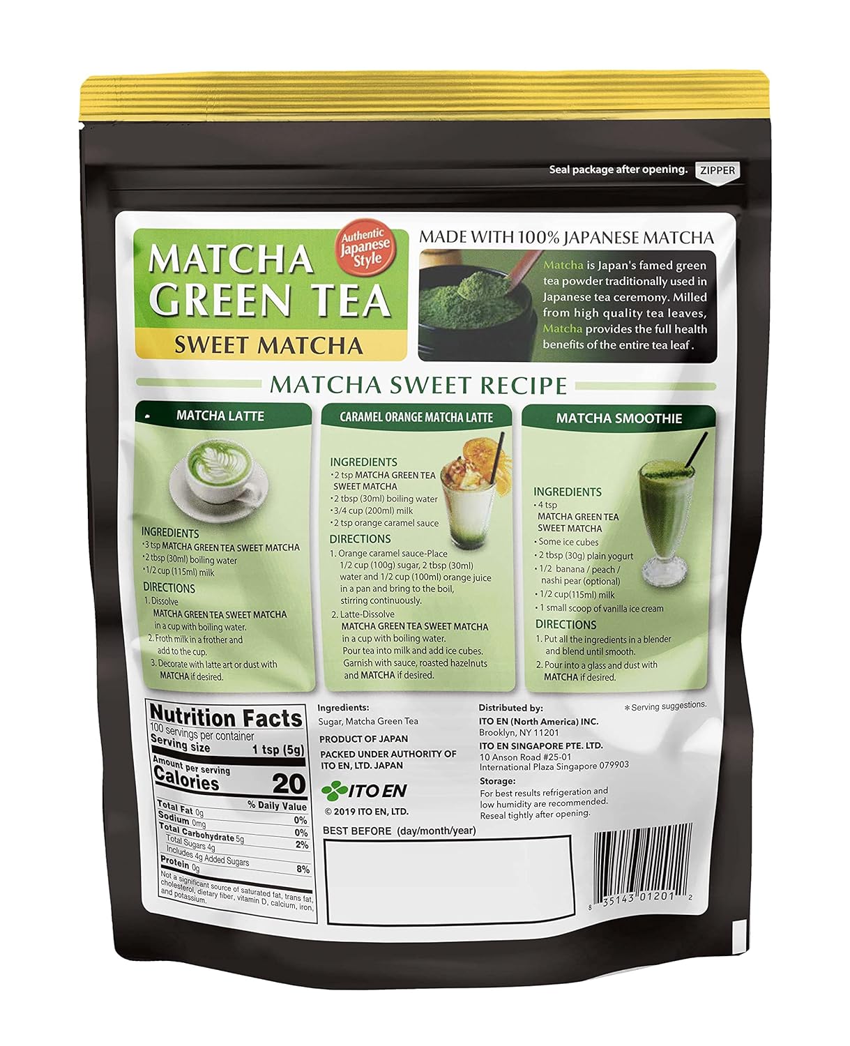 ITO EN - Matcha Green Tea, Sweet Powder, Sweetened Green Tea Powder